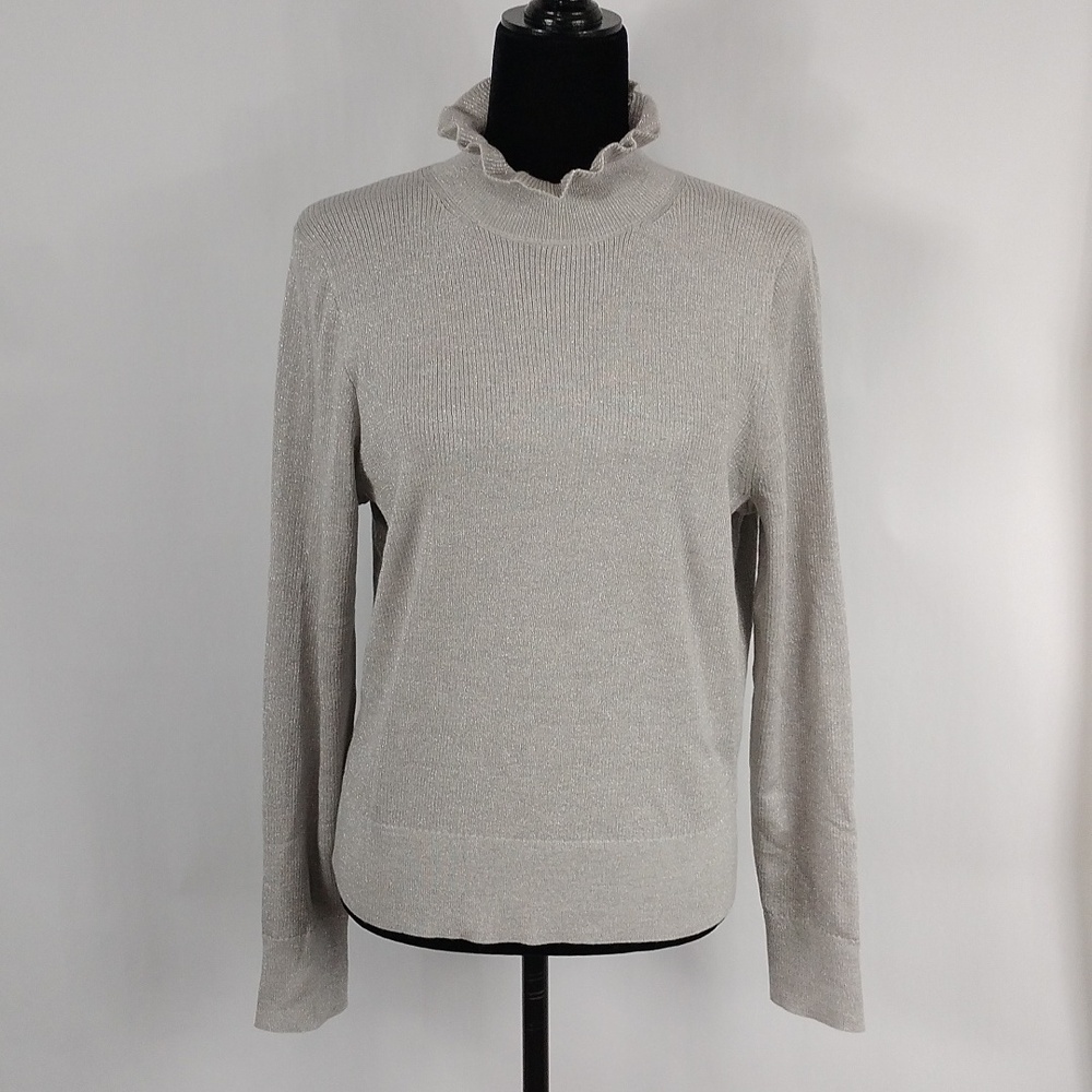 J. Crew Metallic Merino Wool Ruffleneck Sweater
